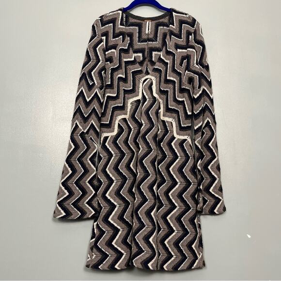 Free People Rhiannon Sweater Dress Chevron Geometric Flared Women’s Size Large - Picture 2 of 12